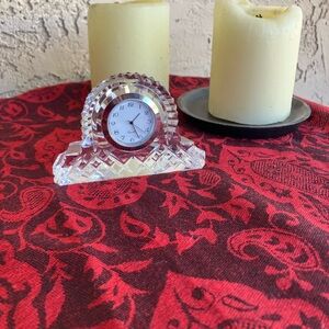 Waterford Crystal Small Mantel Desk Clock Quartz Battery Vintage